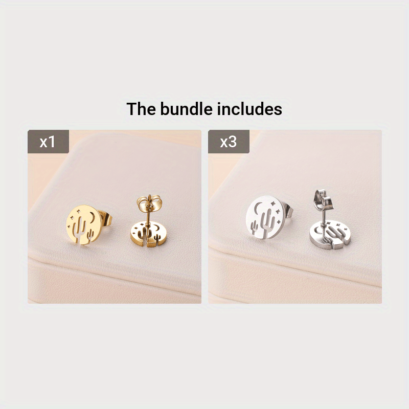 Women's Minimalist Celestial Stud Earrings — Stainless Steel